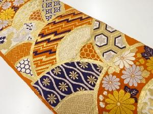 アンティーク　青海波に花古典柄模様織出し袋帯（材料）